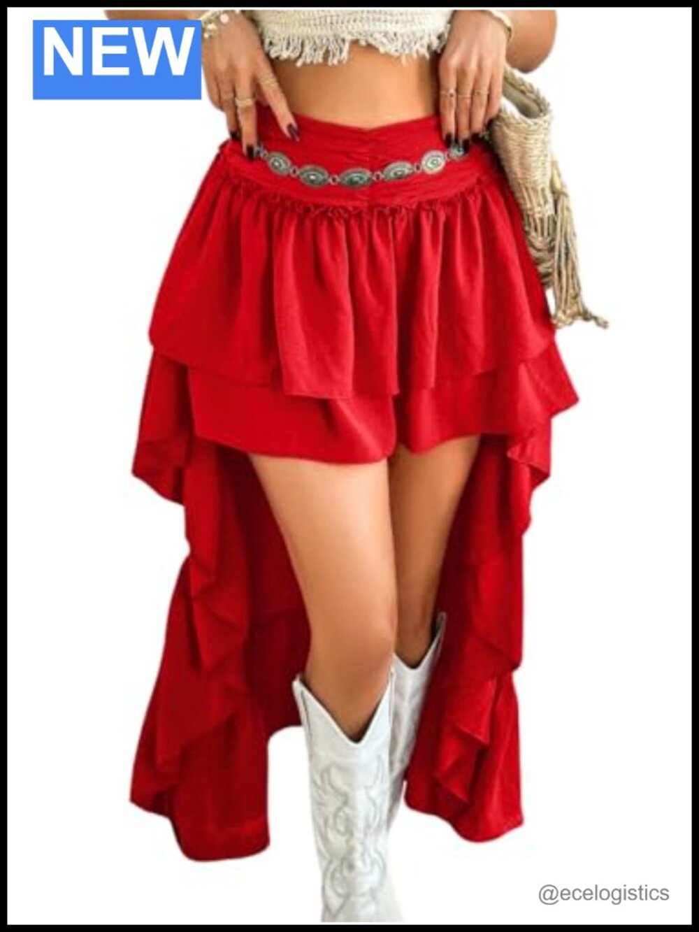 Boho High Low Tiered Ruffle Renaissance Skirt, Asymmetrical Steampunk Festival